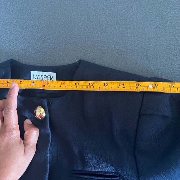 Vintage Kasper for A.S.L. Navy Button Front‎ Sheath Dress Career Size 8 - Picture 13 of 14